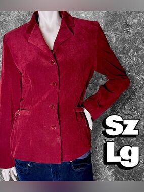 Vintage Courtenay Tailored Blazer in Merlot w/ Rare Adjustable Waistline Sz Lg